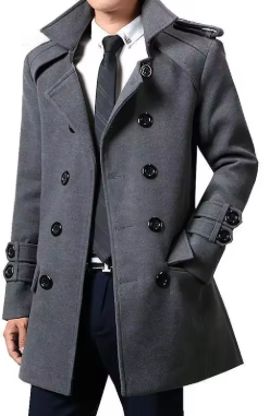 Men's Winter Wool Trench Coat | British Slim Fit Medium Overcoat for Elegance and Comfort